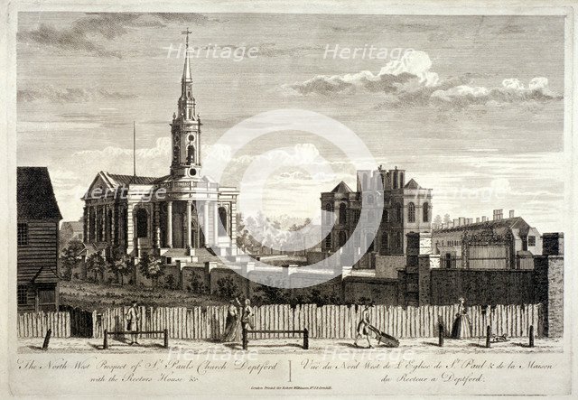 North west view of St Paul's, Deptford, London, c1750. Artist: Anon