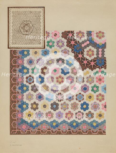 Patchwork Quilt, c. 1936. Creator: Elizabeth Valentine.