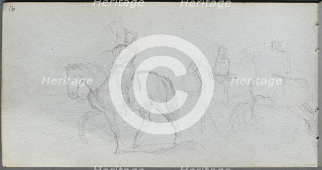 Sketchbook, page 91: Figures on Horseback. Creator: Ernest Meissonier (French, 1815-1891).