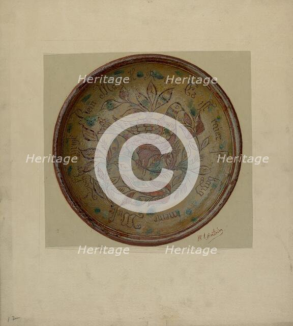 Pa. German Plate, c. 1937. Creator: William L Antrim.