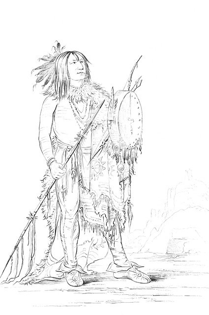 Portrait of 'White Buffalo', Native American man, 1841.Artist: Myers and Co