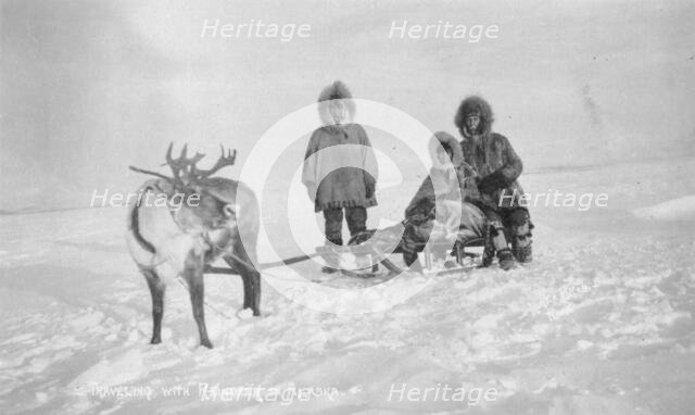 Traveling with reindeer, between c1900 and c1930. Creator: Unknown.