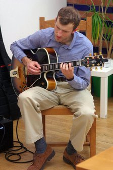 Will Arnold-Forster, Sam Braysher Quartet, Clocktower Cafe Jazz Club, Croydon, London, March 2025. Creator: Brian O'Connor.