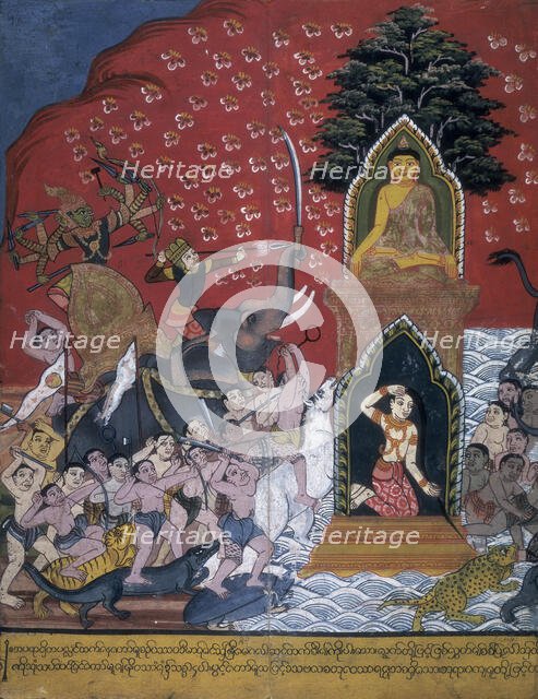 Scene from the life of the Buddha, 19th century.  Creator: Unknown.