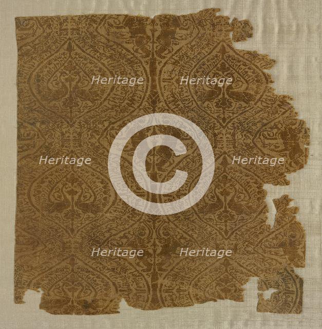 Fragment with peacocks in ogival pattern, 1175-1225. Creator: Unknown.