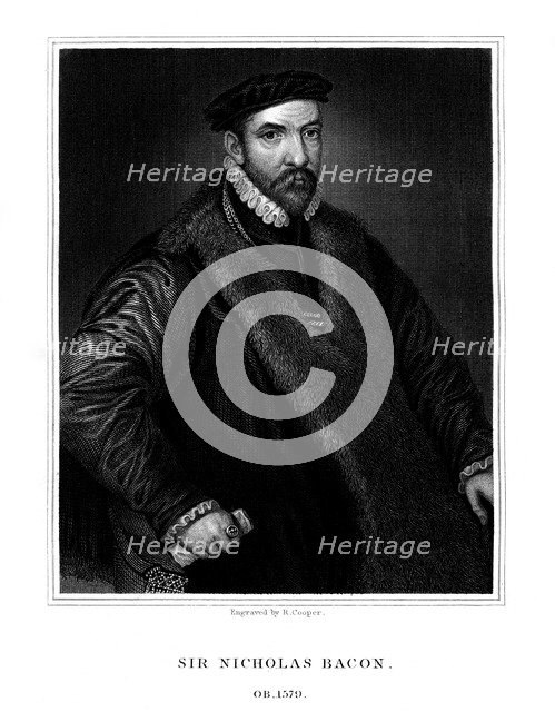 Sir Nicholas Bacon, English politician, (1826).Artist: R Cooper