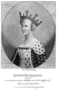 Catherine of Valois (1401-1437), queen consort of King Henry V, 1792.Artist: Harding