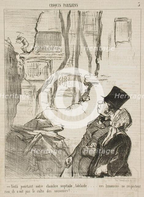 Voilà pourtant notre chambre nuptiale.., 1853. Creator: Honore Daumier.