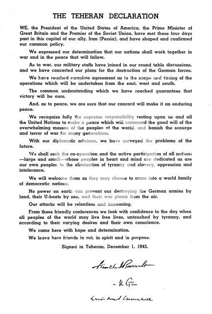 'The Teheran Declaration', 1943, (1945). Artist: Unknown.