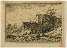 Landscape with Peasant Dwellings and Mill, 1846. Creator: Charles Emile Jacque.