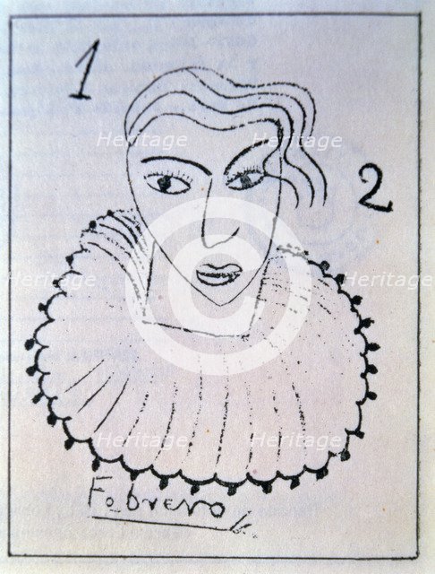 Drawing by Federico Garcia Lorca (1899-1936) held in Buenos Aires to illustrate one of his own po…