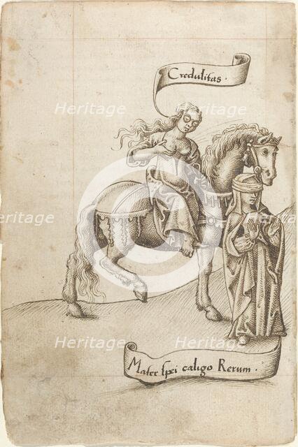 Credulity Preparing to Nurse the Mother of Hope [fol. 18 verso], c. 1512/1515. Creator: Unknown.