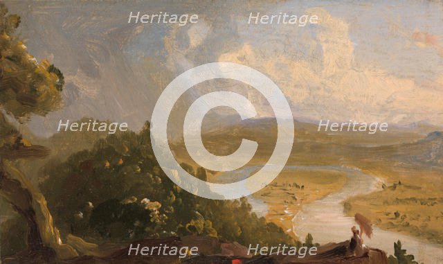 Sketch for View from Mount Holyoke, Northampton, Massachusetts..., (The Oxbow), 1836. Creator: Thomas Cole.