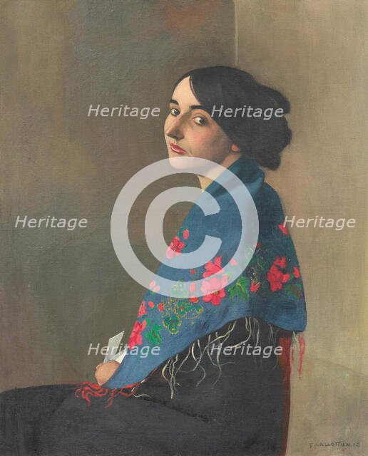 Femme au châle bleu (Woman with blue shawl), 1911. Creator: Vallotton, Felix Edouard (1865-1925).