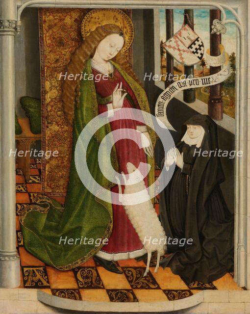 Geertruy Haeck Kneeling in Prayer before Saint Agnes, c.1465. Creator: Anon.