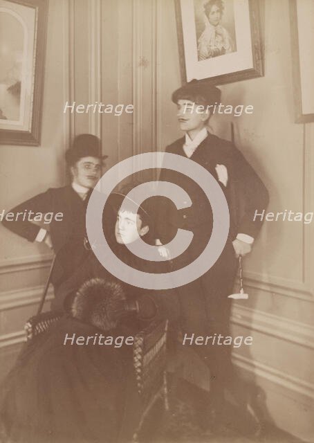 Frances Benjamin Johnston, full lgth., standing, in costume, wearing mustache..., c1890 - 1900. Creator: Frances Benjamin Johnston.