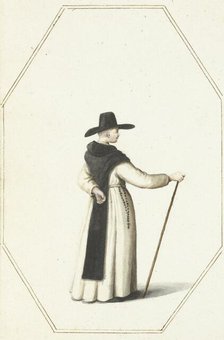 Monk standing with a staff, c.1657. Creator: Gesina ter Borch.