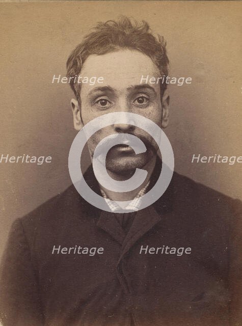 Lassalas. Ernest, Auguste. 33 ans, né à Paris IVe. ébéniste. Anarchiste. 2/1/94, 1894. Creator: Alphonse Bertillon.