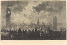 Parliament at 9 o'Clock in the Evening - London (Le parlement a 9 heures du soir - Londres), 1890. Creator: Auguste Lepere.