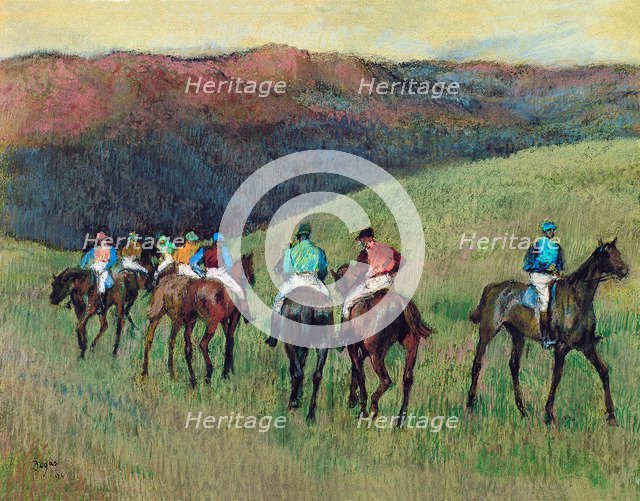 Racehorses in a Landscape, 1894. Artist: Degas, Edgar (1834-1917)