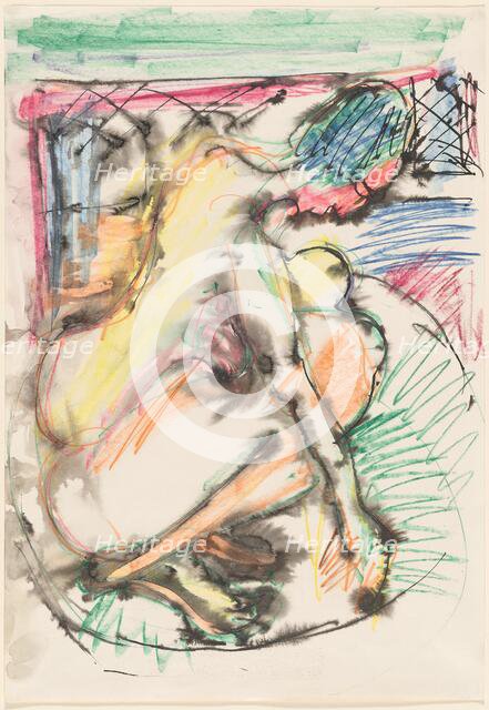 Erna Bathing in a Tub, 1913/1914. Creator: Ernst Kirchner.