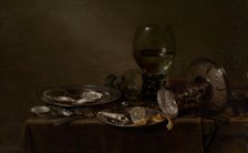 Still Life with Oysters, a Silver Tazza, and Glassware, 1635. Creator: Willem Claesz Heda.