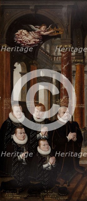 The Family of Julius of Brunswick-Lüneburg and Hedwig of Brandenburg. Wing of the Epitaph-altarpiece Artist: Vredeman de Vries, Hans (Jan) (1526-1606)