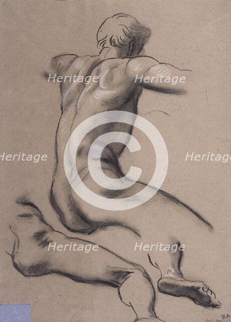 Studies of a male nude seen from the back, c1840-1900. Creator: George Frederick Watts.