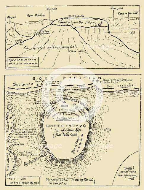 'Sketch and Plan of the Battle of Spion Kop', 1900. Creator: Unknown.