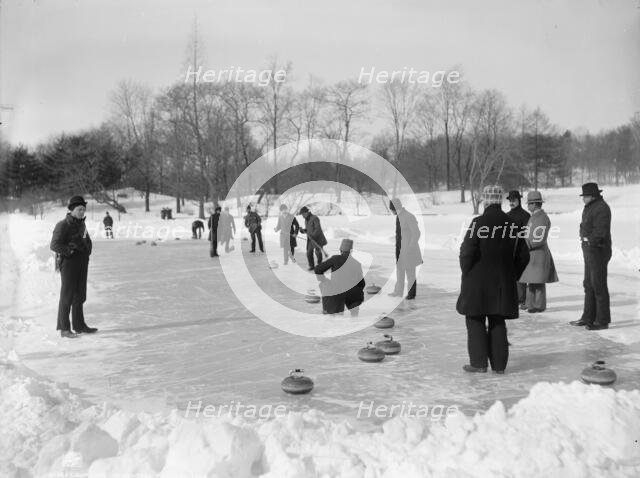 Curling in Central Park, New York, between 1900 and 1906. Creator: Unknown.