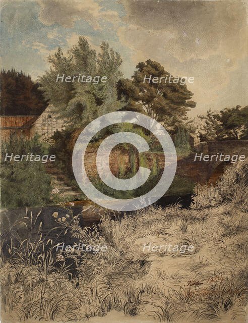 Stone bridge in Pöhlen, 1854. Creator: Werner Holmberg.