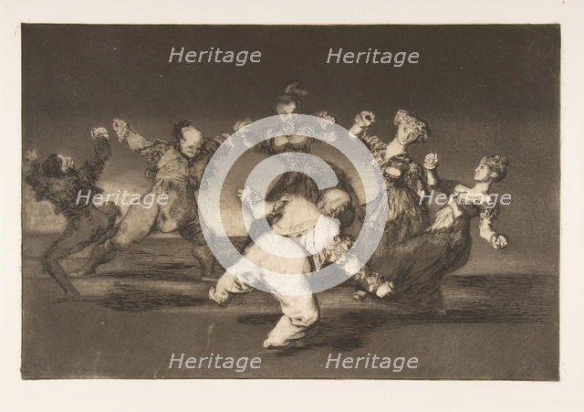 Plate 12 from the 'Disparates': If Marion will dance, then she has..., ca. 1816-23 (published 1864). Creator: Francisco Goya.