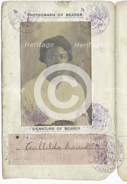 Caltilda Downes: Barbados Passport, 1917. Creator: Unknown.
