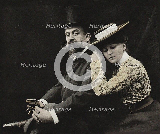 Henry Gauthier-Villars, called "Willy" (1859-1931) and Colette (1873-1954), from "Revue..., 1902. Creator: Photo studio M. Ducourau.