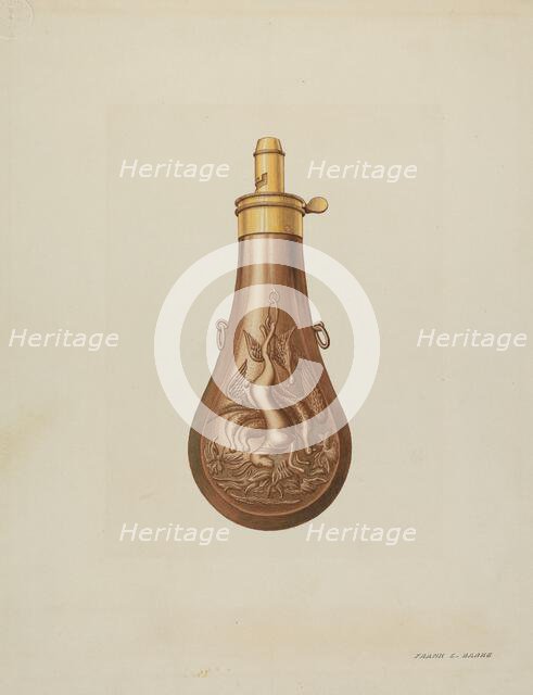 Powder Flask, c. 1938. Creator: Frank C. Barks.