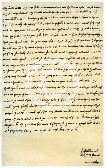 Letter from Anne Boleyn to Cardinal Wolsey, c1528.Artist: Anne Boleyn