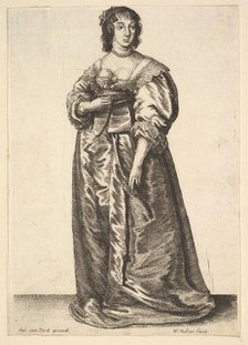 Whole-length lady, after Anthony van Dyck, 1625-77. Creator: Wenceslaus Hollar.