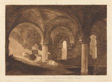 Crypt of Kirkstall Abbey, published 1812. Creator: JMW Turner.