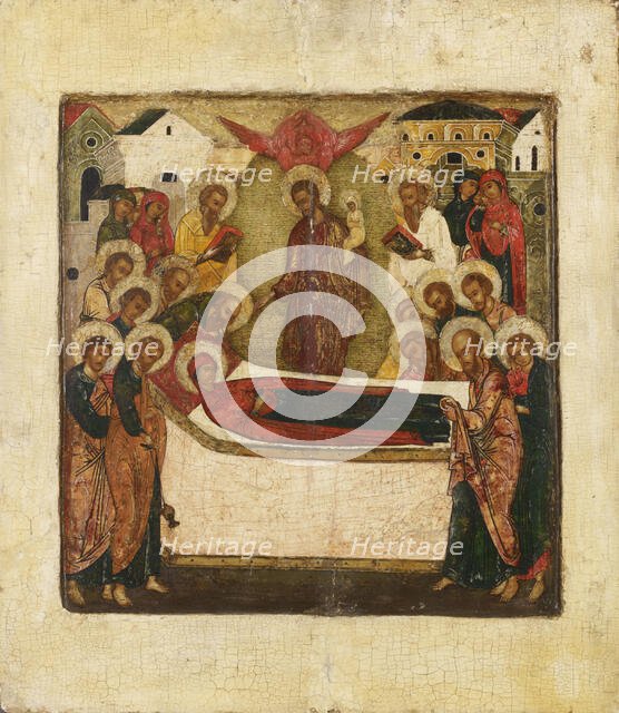 Dormition of the Mother of God, Russian icon, 1600-1650. Creator: Unknown.