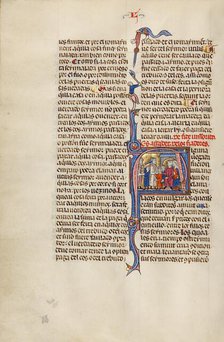 Initial A: Three Children Led before their Parents while a Fourth Child Threaten..., about 1290-1310 Creator: Unknown.