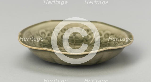 Dish with Petal-Lobed Rim, Stylized Peony, and Sickle.., Northern Song dynasty, 11th/12th cent. Creator: Unknown.