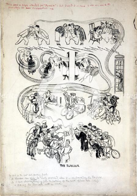 ' The rumour', anti-rumour and careless talk WWII poster, between 1939 and 1946. Creators: Central Office of Information, Thomas Derrick.