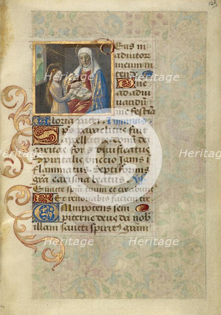 Anna Teaching the Virgin Reading; Poncher Hours, about 1500. Creator: Master of Cardinal Bourbon.