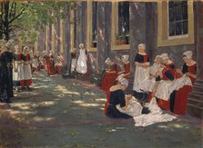 The Courtyard of the Orphanage in Amsterdam: Free Period in the Amsterdam Orphanage, 1881-1882. Creator: Max Liebermann.