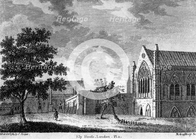 Ely House, afterwards Hatton House, Holborn, 18th century, (1908).Artist: R Godfrey