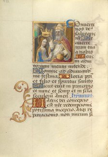 Coronation of the Virgin; Poncher Hours, about 1500. Creator: Master of Cardinal Bourbon.