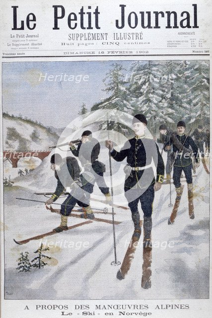 Troops on skis on alpine manoeuvres, Norway, 1902. Artist: Unknown