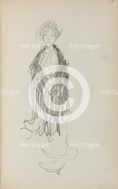 Italian Sketchbook: Standing Woman with Shawl (page 54), 1898-1899. Creator: Maurice Prendergast (American, 1858-1924).