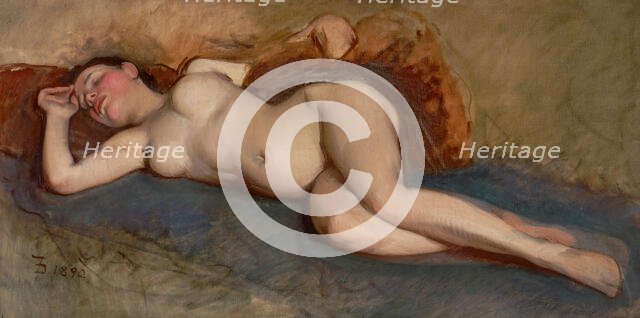 Reclining Nude, 1892. Creator: Frank Duveneck.