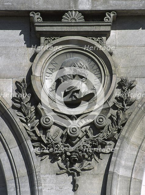 Medallion relief of Juan de Mariana (1536-1624), National Library, Madrid, Spain, 2001. Creator: LTL.